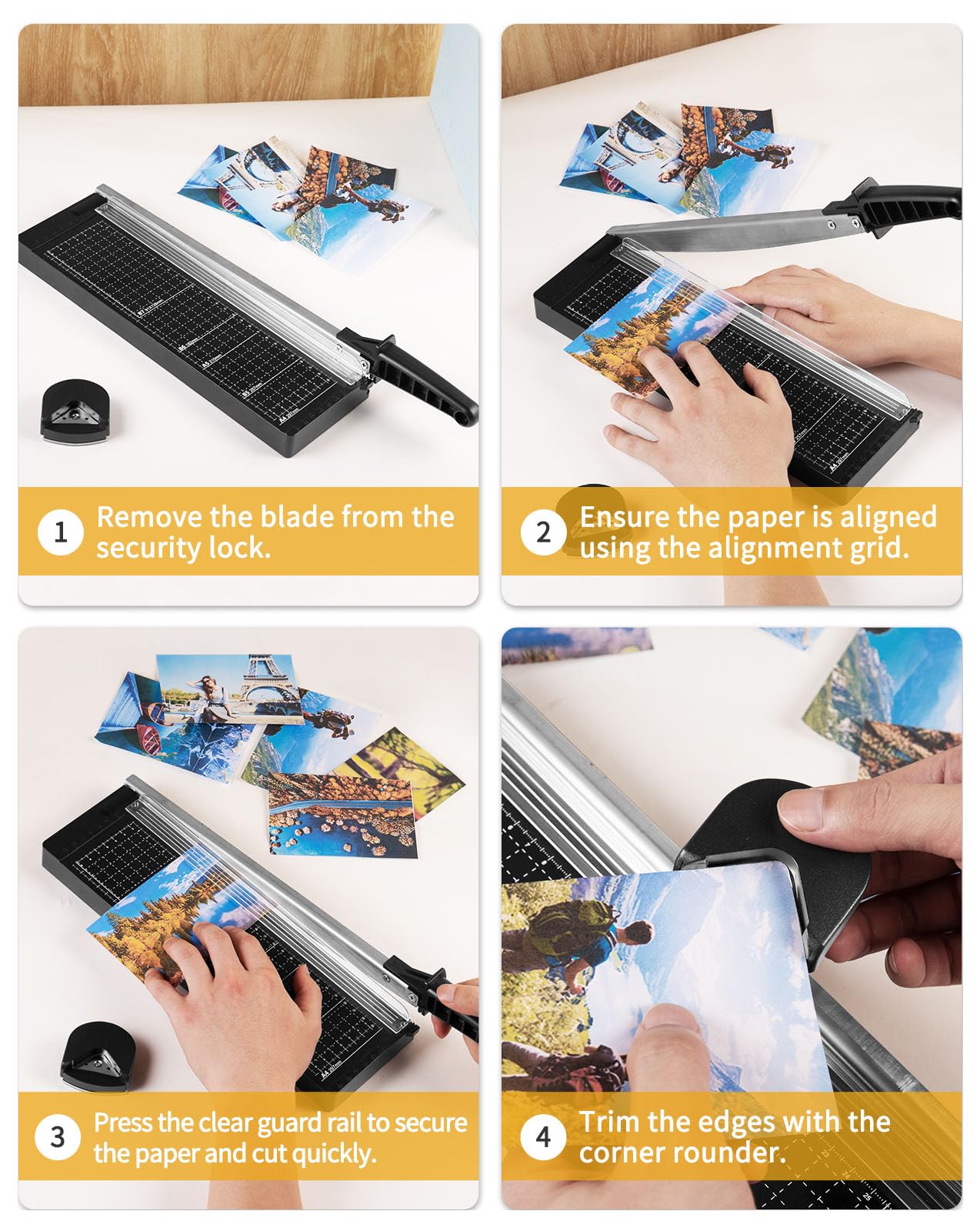 Paper Cutter 12 Inch, 8 Sheet Capacity, Heavy Duty Paper Cutter for Cardstock, Guillotine Paper Trimmer for Crafting, Classroom and Office