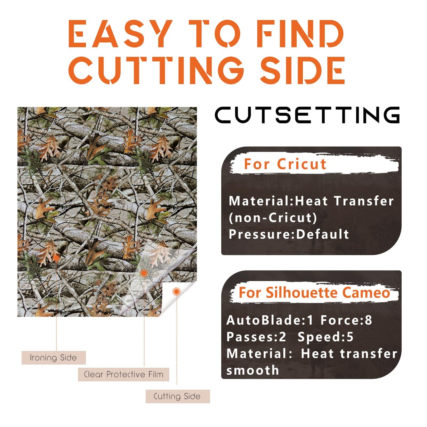 Real Tree Heat Transfer Vinyl - 10 Sheets 10 x 12 Inch Camo Pattern Iron on Vinyl for Hunter Outdoor Camouflage Printed HTV DIY T-shirts Handbags Hat Pants Craft for Cricut or Silhouette Cameo