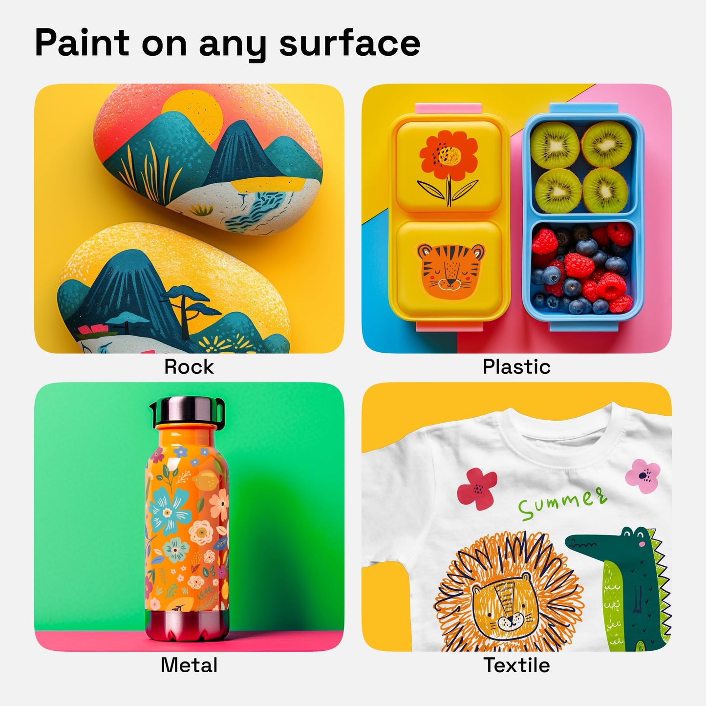 24 Acrylic Paint Markers for Fabric, Rocks, Paper, Wood, Canvas, Glass, DIY - Safe for Kids Dual Tip Acrylic Paint Pens (Dual Tip Dot + Brush, 24)