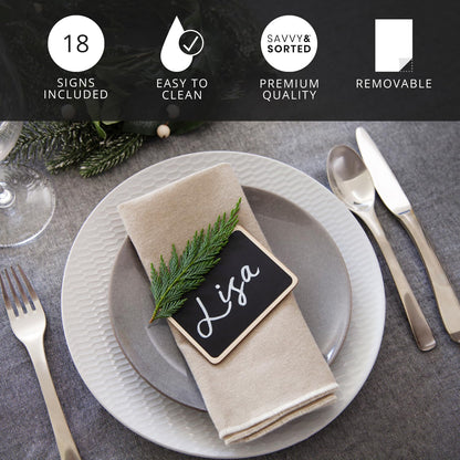 Mini Chalkboard Signs for Food, 18 Small Chalkboards Including 3 White Chalk Sticks, Food Party Label Stands, Buffet Cheese Candy Table Supplies
