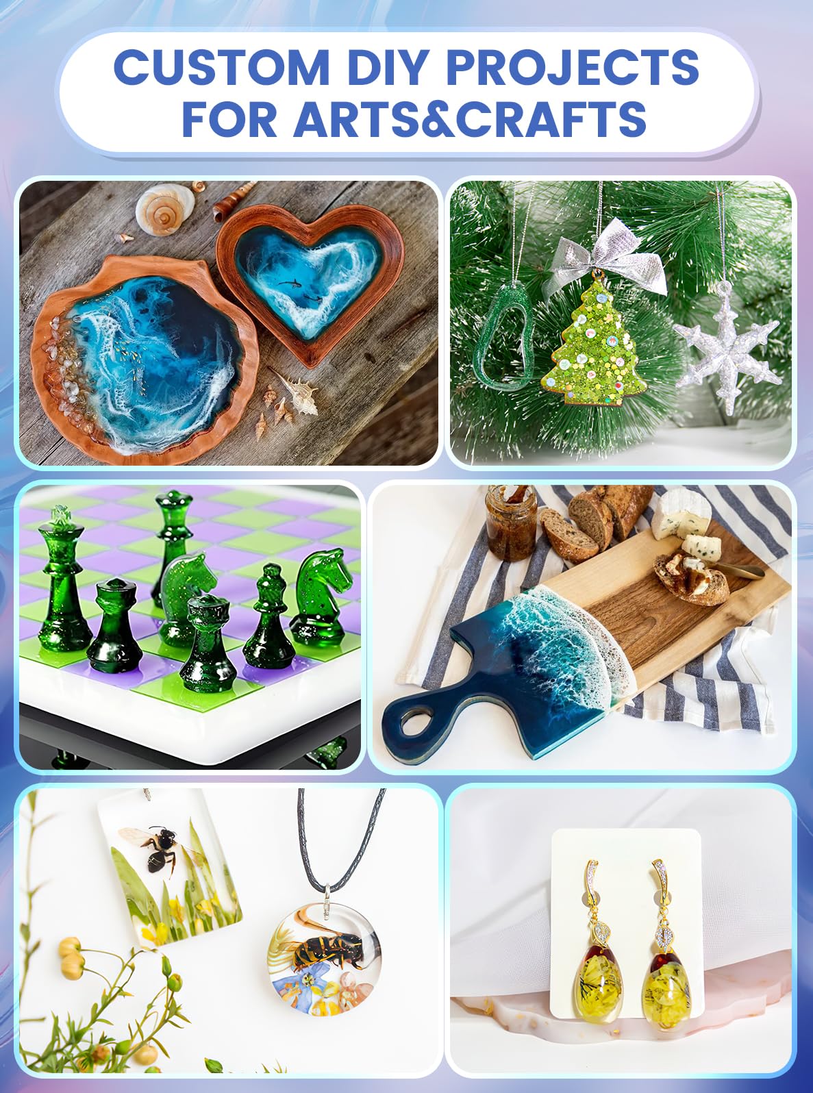 64OZ Epoxy Resin Kit,Crystal Clear Epoxy Resin-Strong and No Bubble,Not Yellowing,Self Leveling Easy Mix 1:1,Suitable for Art Casting,DIY,Jewelry Projects, Wood & Molds