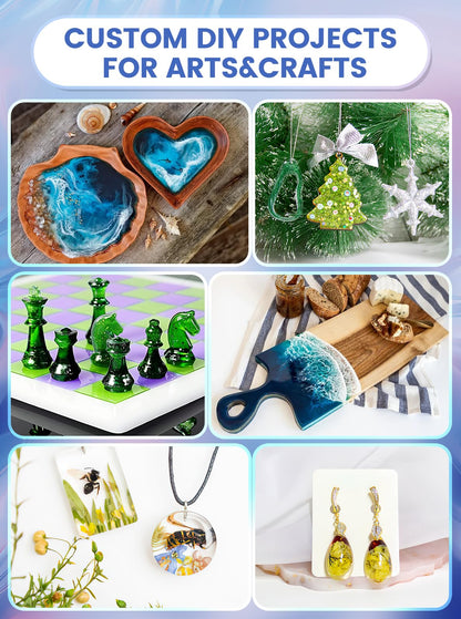 64OZ Epoxy Resin Kit,Crystal Clear Epoxy Resin-Strong and No Bubble,Not Yellowing,Self Leveling Easy Mix 1:1,Suitable for Art Casting,DIY,Jewelry Projects, Wood & Molds