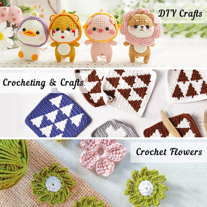 Crochet Yarn Kit for Beginners Adults and Kids, Includes 1650 Yards 30 Colors Acrylic Skeins, User Manual, Hooks, Wine Bag etc, Make Amigurumi & Projects, Starter Set Professionals