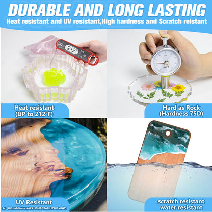 Crystal Clear Epoxy Resin: 34oz Kit, Yellowing Resistant, Fast Curing for Casting, Coating, Art, DIY, Craft, Jewelry, Wood, Table - 2 Part(17oz Resin and 17oz Hardener)