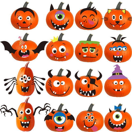 Foam Pumpkin Decorations Craft Kit,32 Pcs Halloween DIY Pumpkin Face Stickers for Kids Halloween Party Decoration 2 Pack