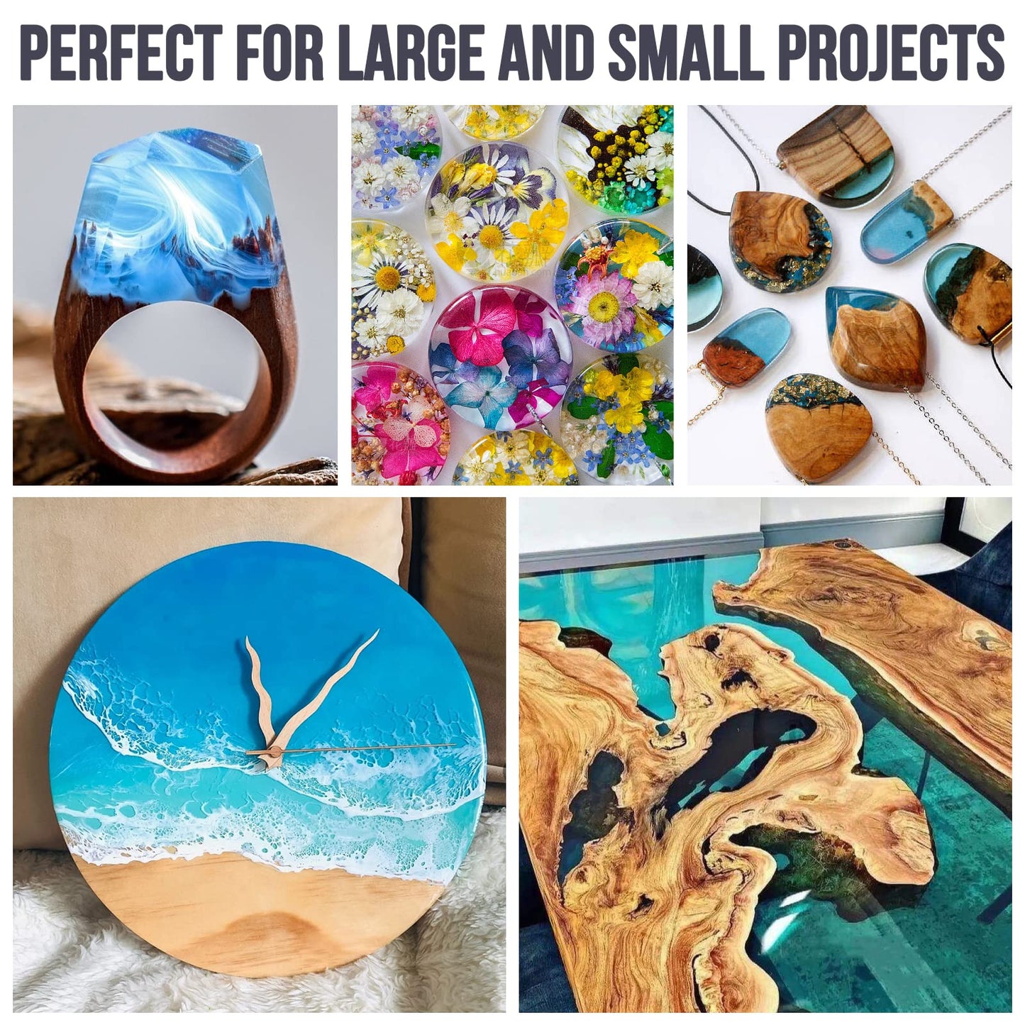 Epoxy Resin 16OZ - Crystal Clear Epoxy Resin Kit - Self-Leveling, High-Glossy, No Yellowing, No Bubbles Casting Resin Perfect for Crafts, Table Tops, DIY 1:1 Ratio