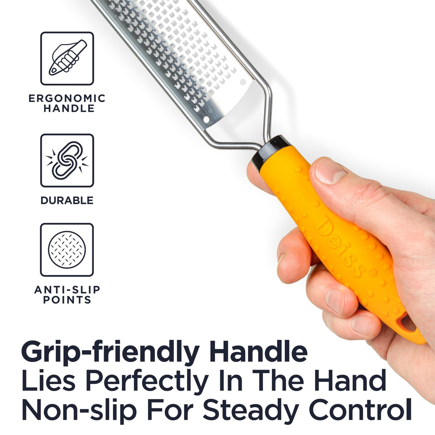 PRO Citrus Lemon Zester & Cheese Grater — Parmesan Cheese, Lemon, Ginger, Garlic, Nutmeg, Chocolate, Vegetables, Fruits - Razor-Sharp Stainless Steel Blade + Protect Cover - Dishwasher Safe