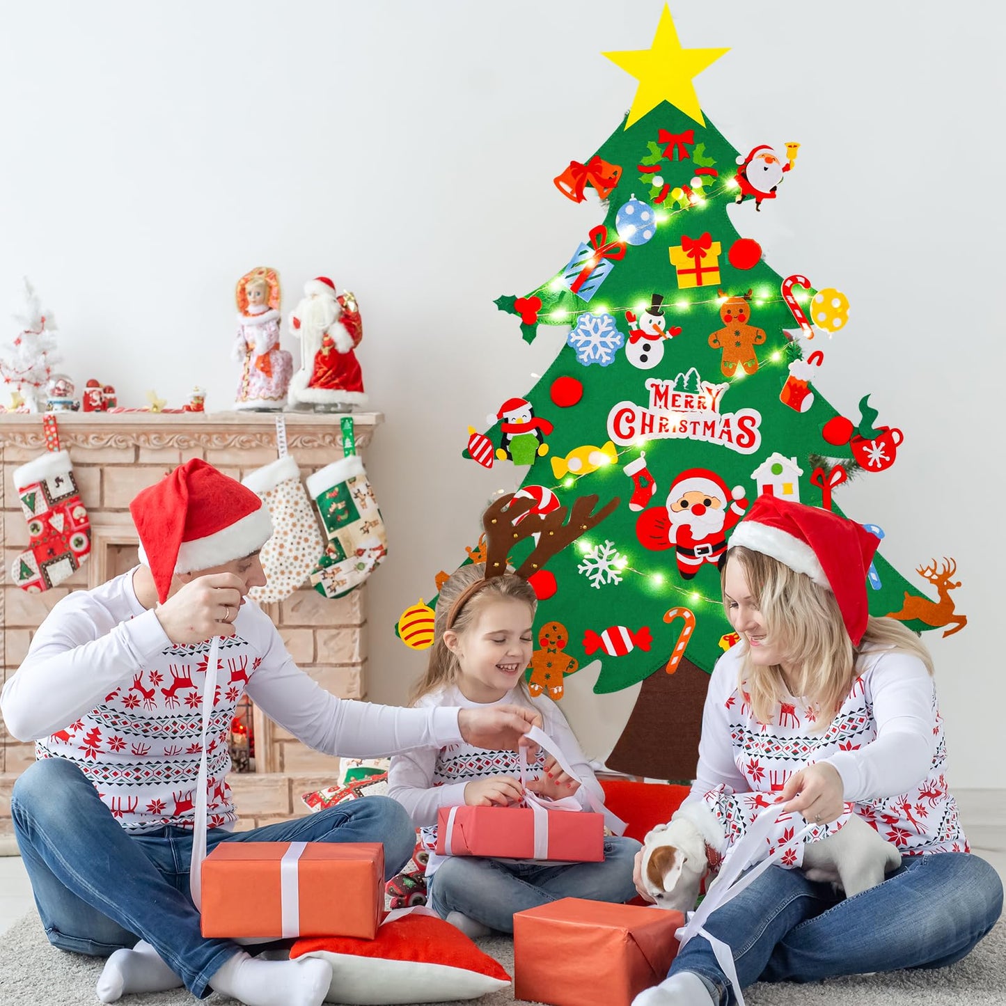 DIY Felt Christmas Tree Set 3.2Ft with 41 Ornaments for Kids Toddlers Home Wall Hanging Felt Christmas Craft Kits Xmas Decoration Party Supplies