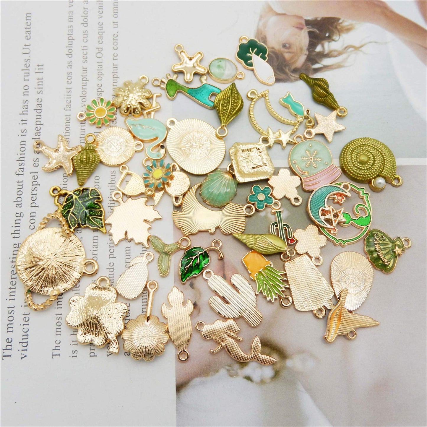 30pcs Mixed Enamel Green Theme Charms Pendants for Jewelry Making Bulk lot Necklace Earrings Bracelet Craft Findings