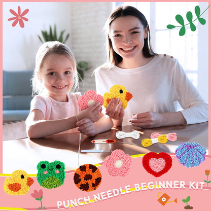 20 Pcs Punch Needle Kit Embroidery Needle Coasters Kit for Adult Beginner DIY Mug Tufted Rug Making Set