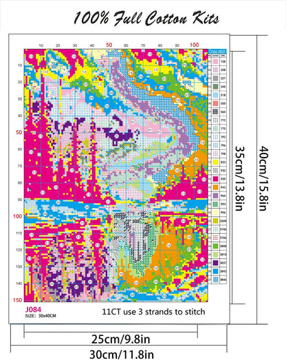 Starry Night Stamped Cross Stitch Kits - Needlepoint Counted Cross Stitch Kits for Beginner Adult Crossstitching Printed Dimensions Scenery Patterns Stitch Embroidery Kits Arts and Crafts