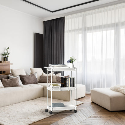 Standard 3-Tier Slim Rolling Storage Cart, White
