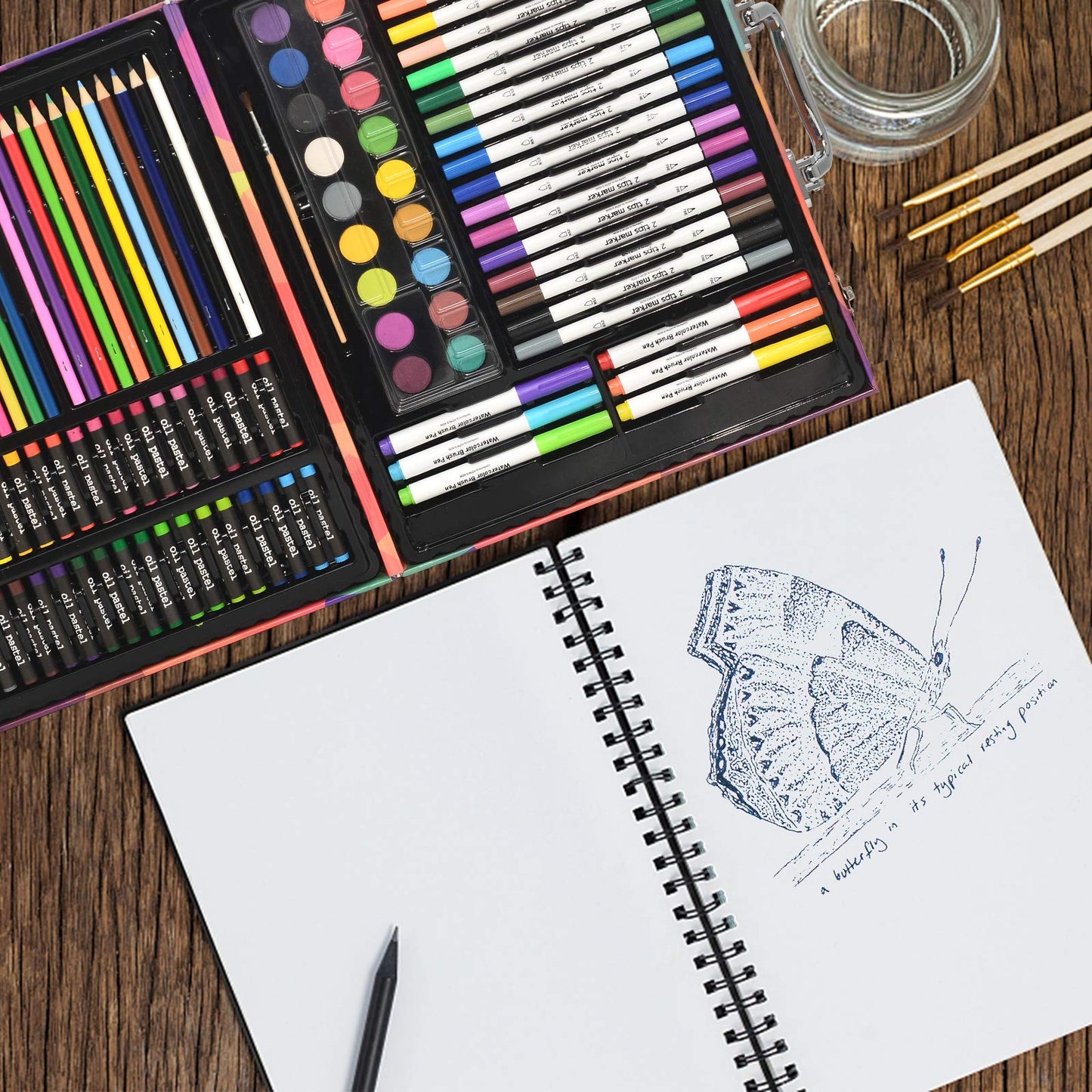 132-Piece Art Set, Deluxe Professional Color Set, Art Kit for Kids and Adult, With Compact Portable Case