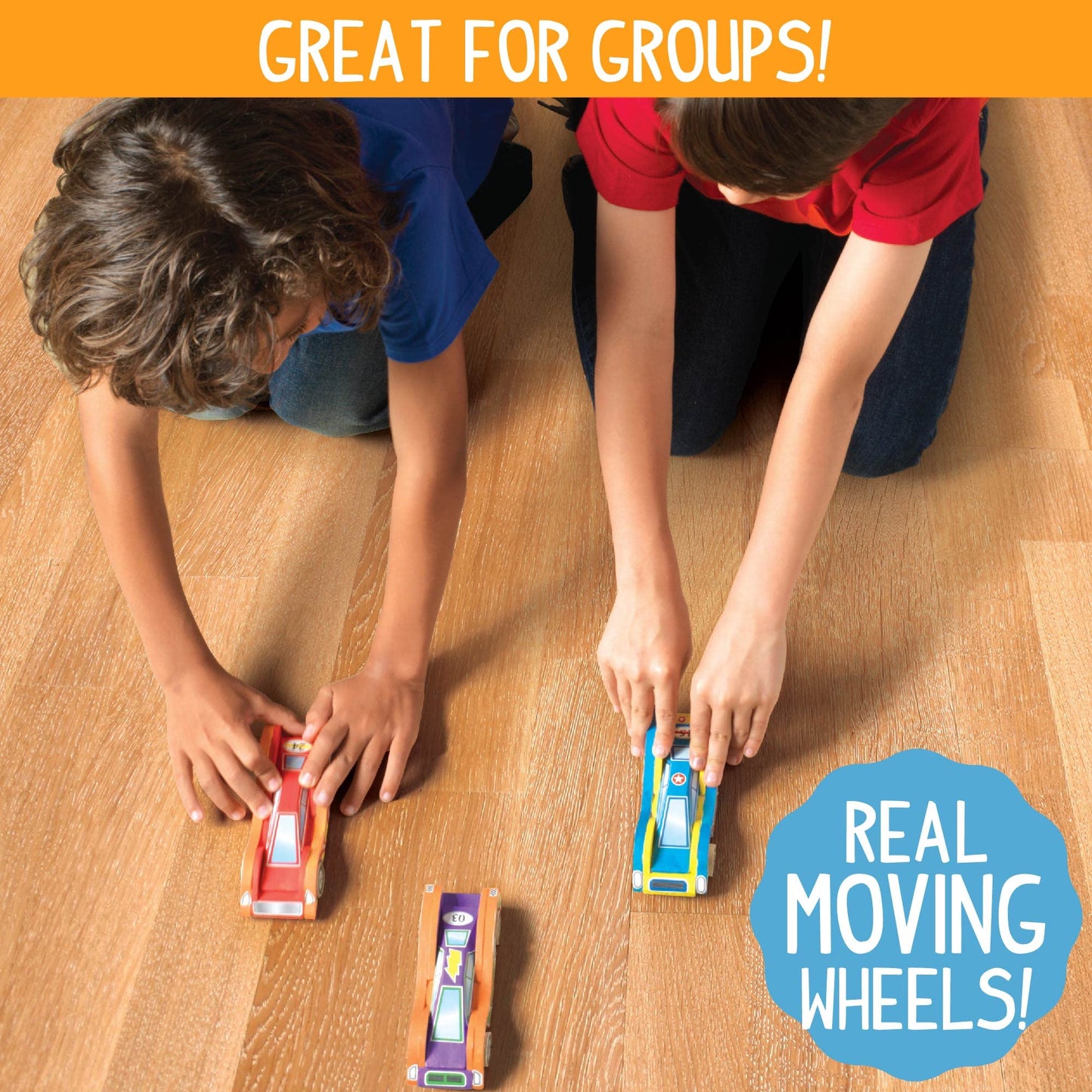 Build & Paint Your Own Wooden Cars by Horizon Group USA, DIY Wood Craft Kit, Easy to Assemble & Paint 3 Race Cars, Multicolored