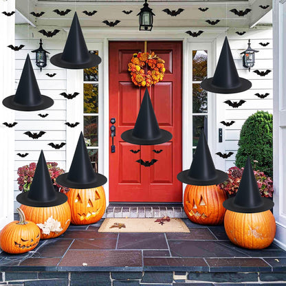 Witch hats 8 Pack Halloween Witches Hat with 108 Feet Hanging Rope & 32Pcs 3D Bats, Hanging Witch Hats Halloween Decor Witches Costume Accessory for Party Favor