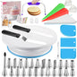 65 PCs Cake Decorating Kit with Cake Stand Turntable, Cake Baking Supplies 30+1 Piping Bags, 24 Piping Tips, Offset & Straight Spatulas, 3 Scrapers, Leveler, 2 Couplers & 1 Tips Brush