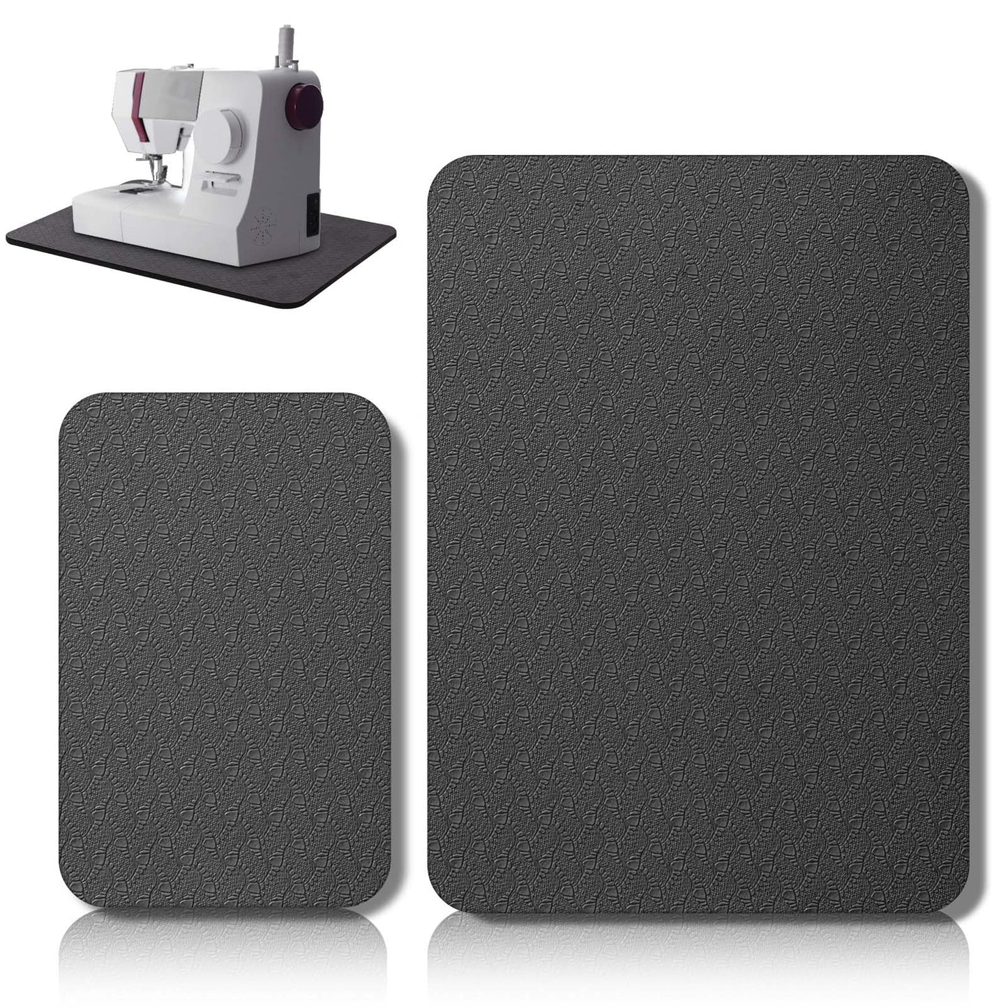 2 Pcs Sewing Machine Muffling Mat Pedal Sewing Mat Reduce Vibrations Noise No Slip Machine Accessories for Quilting(15" X 20" and 9" X 14",Black)