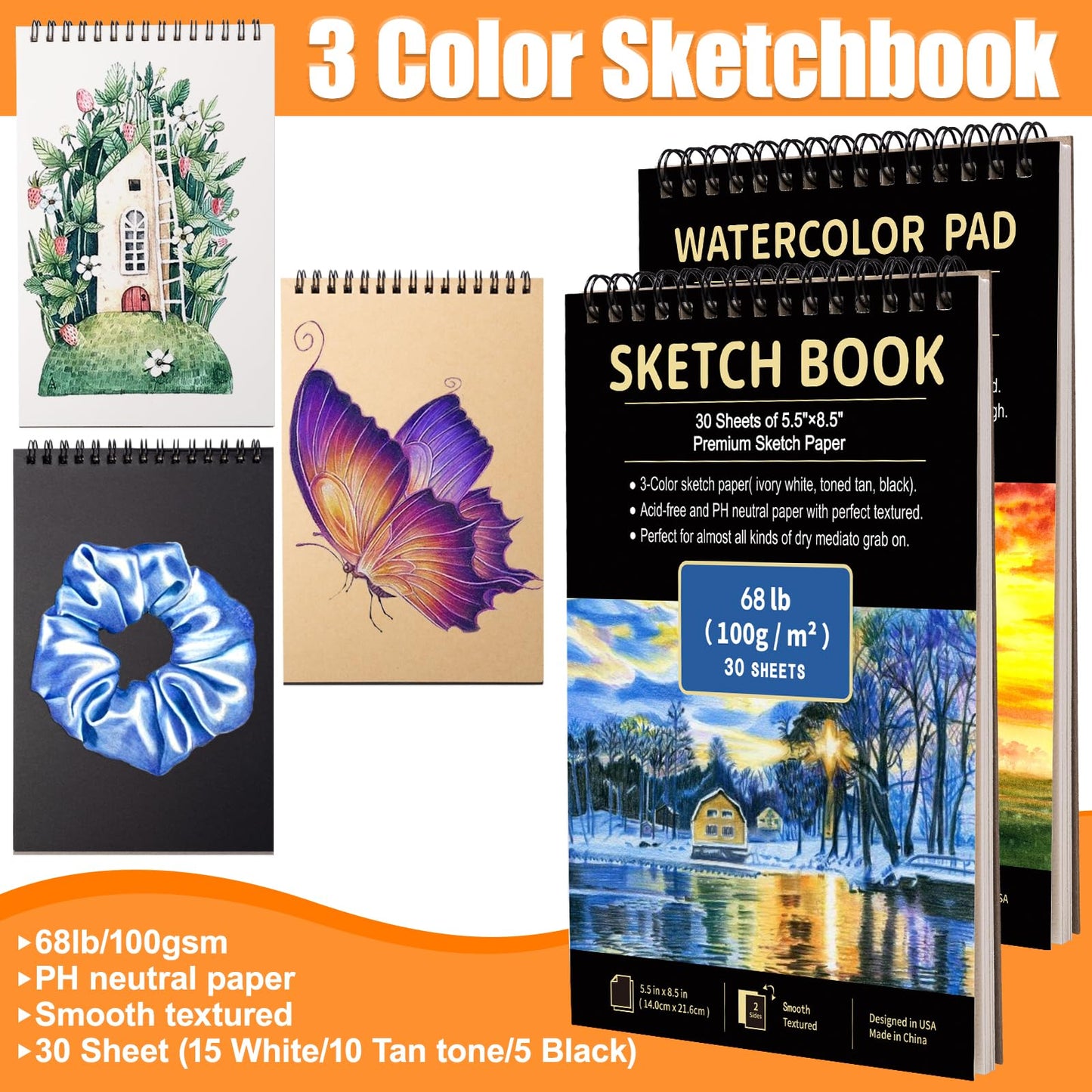 Art Supplies Drawing Pencils Set - 76 Pack Pro Sketching Kit with Sketchbook & Watercolor Pad, Includes Graphite, Charcoal, Watercolor & Metallic Pencils for Kids, Teens, Adults