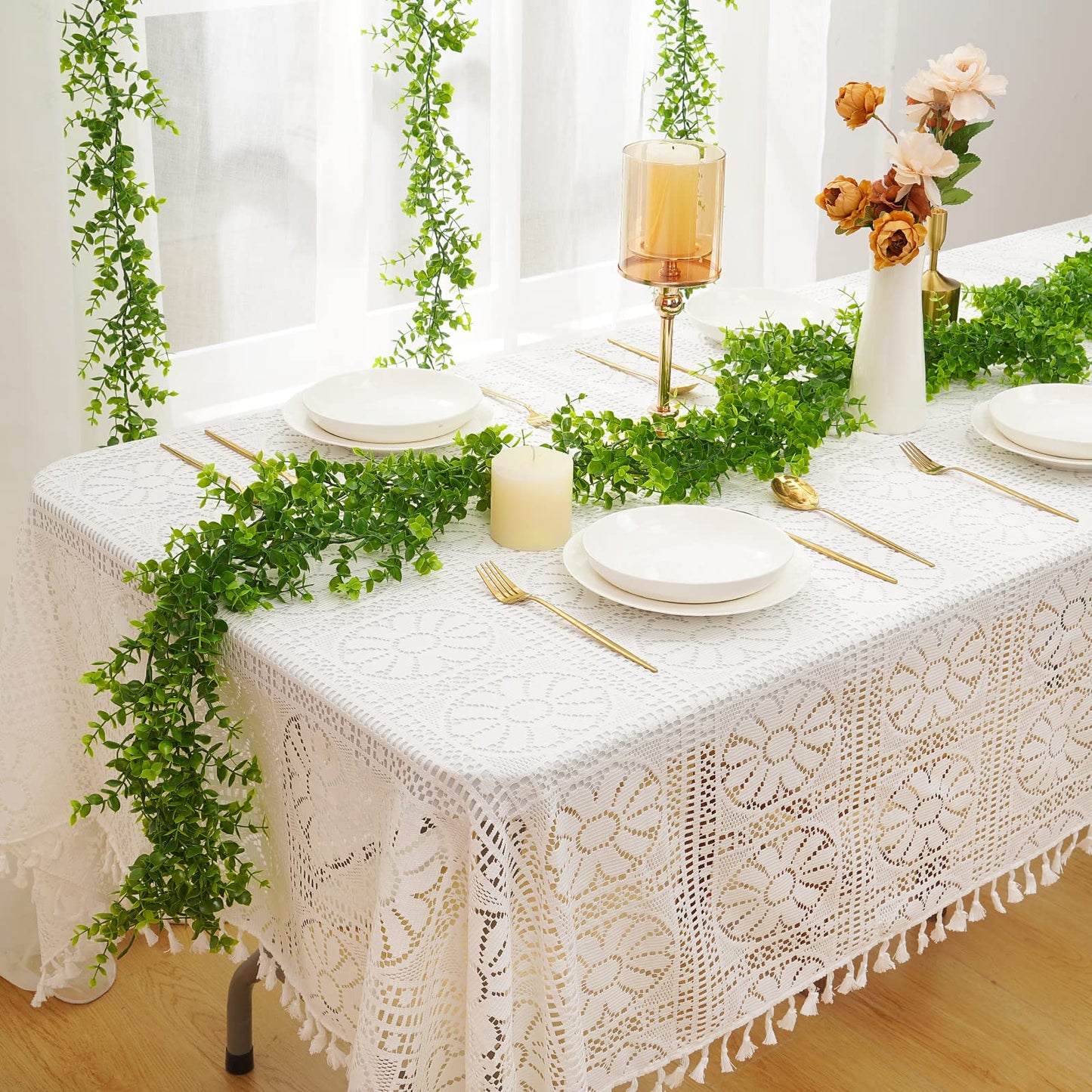 5 Packs Faux Eucalyptus Greenery Garland, 30FT Artificial Eucalyptus Leaves Vine, Fake Hanging Garlands Wedding Backdrop Arch Wall Table Party Decor (Green)