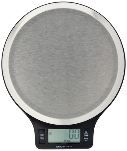 Digital Kitchen Scale with LCD Display, Batteries Included, Weighs up to 11 pounds, Black and Stainless Steel