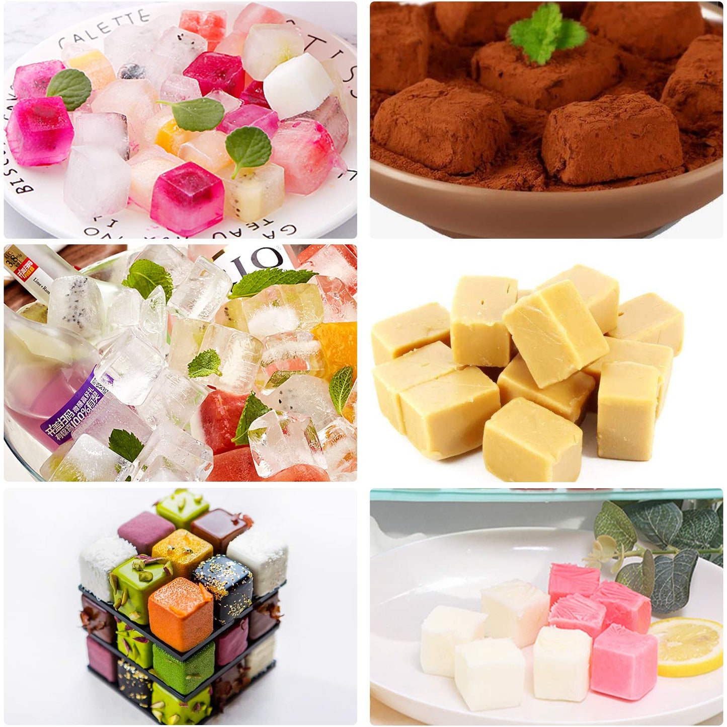2 Pack 40-Cavity Square Caramel Candy Silicone Molds,Chocolate Forf Truffles, Fat Bombs Keto Snacks, Whiskey Ice Cube Tray,Grid Fondant Mould,Hard Candy Pralines Gummy Jelly Mold