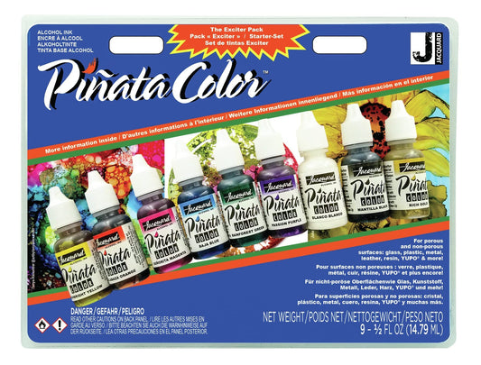 Alcohol Ink Set - Pinata Color Exciter Pack - Highly Saturated - Acid-Free - 9 Assorted Colors Half Ounce