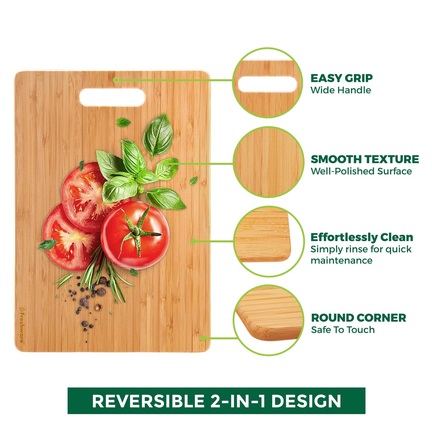 Cutting Boards for Kitchen [Set of 3] Wood Cutting Board for Chopping Meat, Vegetables, Fruits, Cheese, Knife Friendly Serving Tray with Handles