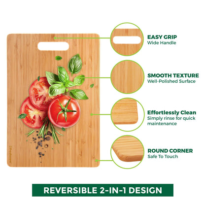 Cutting Boards for Kitchen [Set of 3] Wood Cutting Board for Chopping Meat, Vegetables, Fruits, Cheese, Knife Friendly Serving Tray with Handles