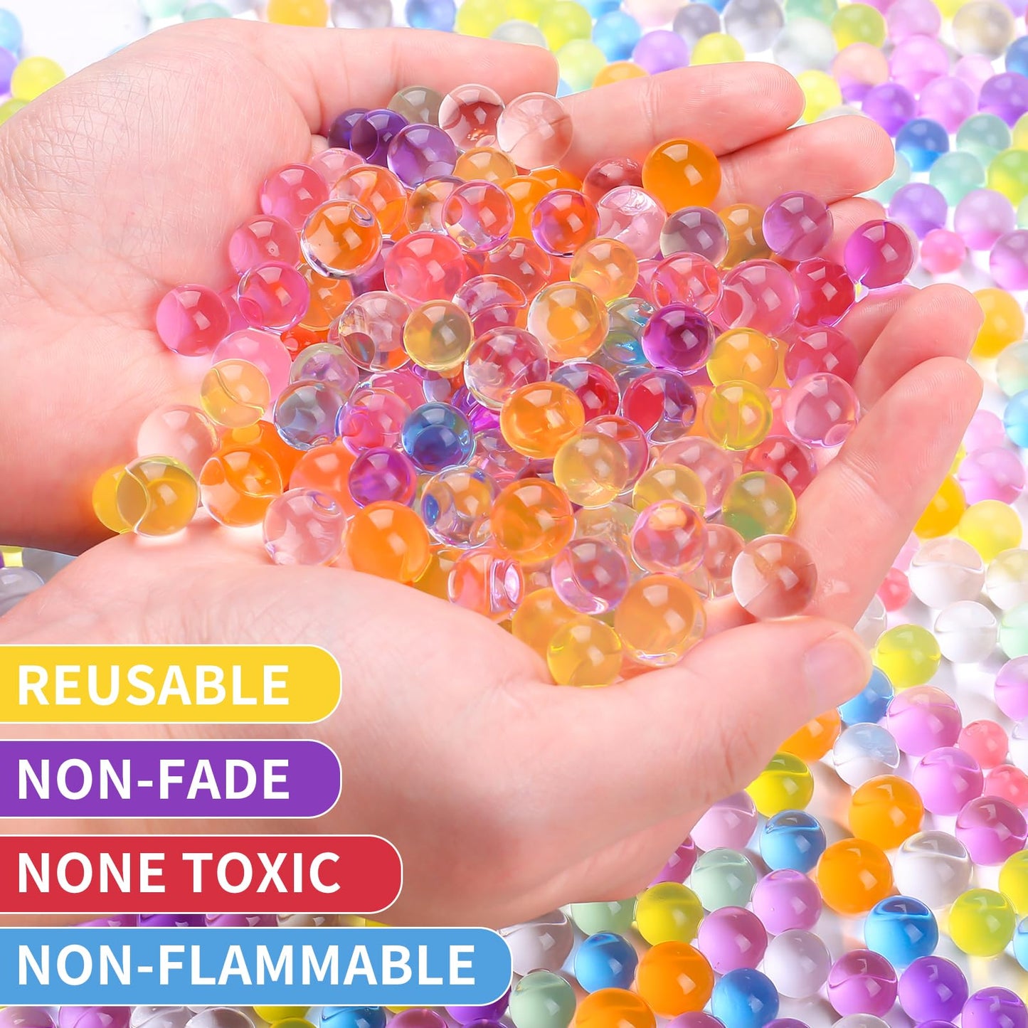 120,000 Pcs Rainbow Mix Jelly Water Gel Beads,Non Toxic Water Beads for Vase Filler,Plant,Floating Candles,Wedding and Home Decoration
