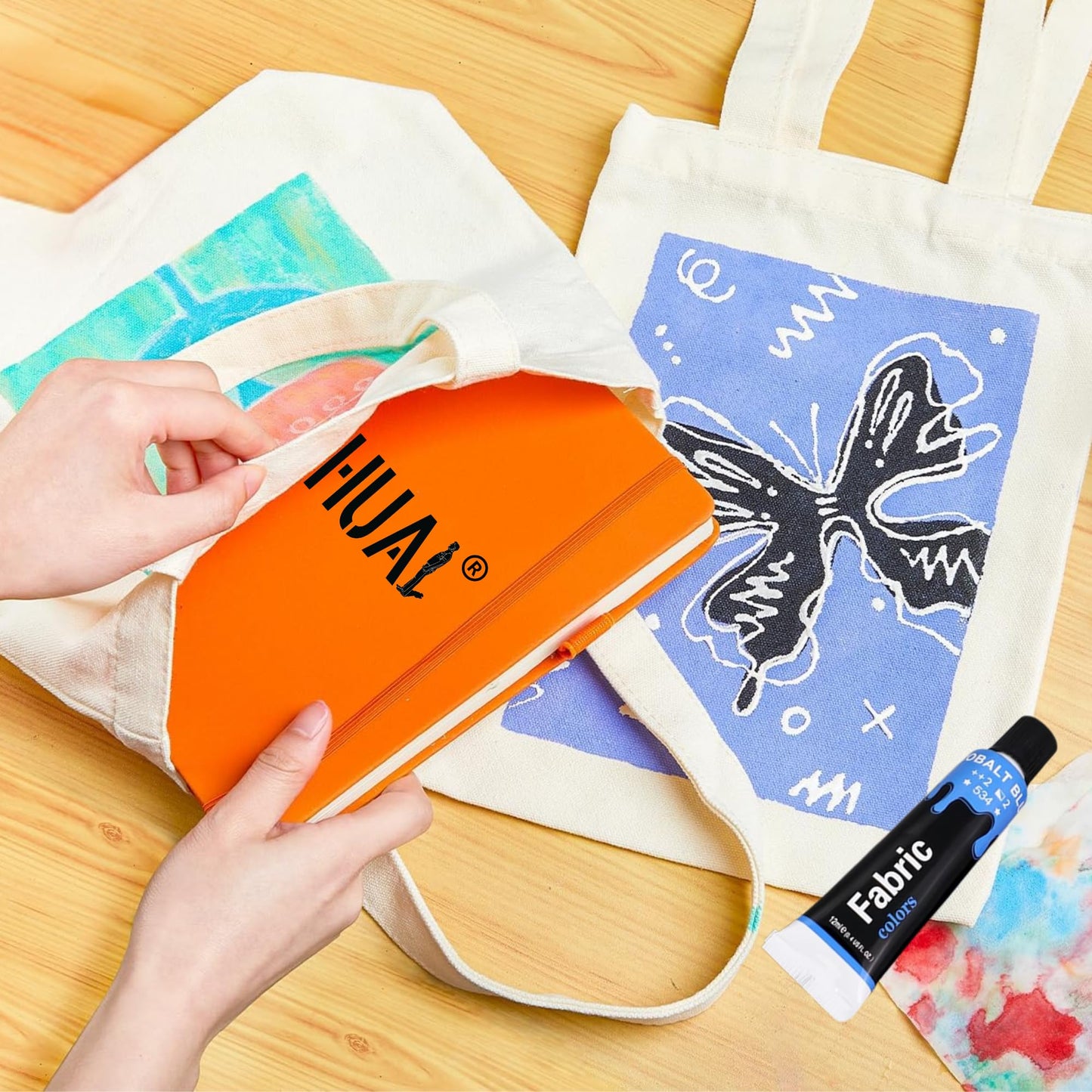 Fabric Paint Set for Clothes with 6 Brushes, 1 Palette, 12 Colors (12ml, 0.4oz) - Permanent Textile Paint Puffy Paint Kit for Shoes, Canvas - Non-Toxic Slick Painting Set for Adults, Beginner & Artists