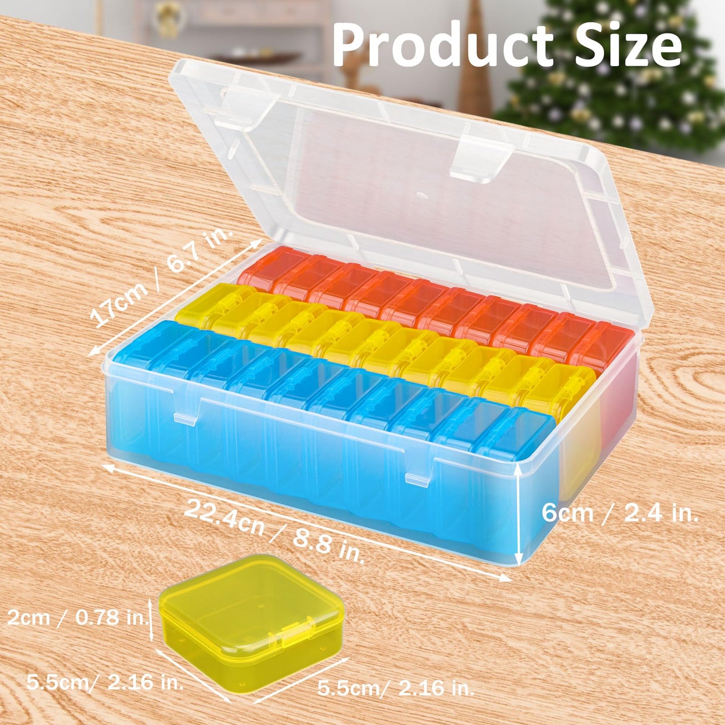 Bead Organizer Box(Red,Yellow,Blue), 31Pcs Small Bead Organizers and Storage Plastic Cases Mini Clear Containers Boxes with Hinged Lid and Rectangle for Bracelet Making DIY Jewelry Craft