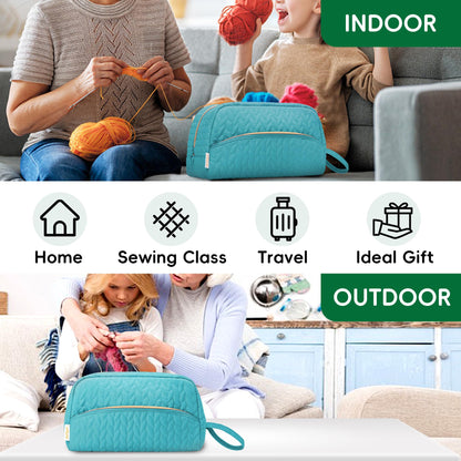 Crochet Yarn Bag Knitting Bag Storage for Crocheting Accessories Crochet Hook Case Organizer Gift for Crochet Lovers (Teal), K3201