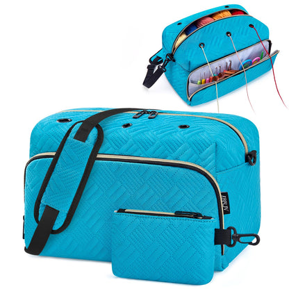 Crochet Yarn Knitting Bag 2 Pcs Yarn Storage Organizer Crocheting Bags for Beginners with Shoulder Strap for Knit Accessories Needles Hooks