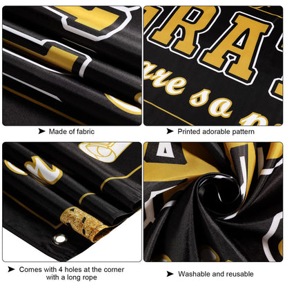 36 Pieces Class of 2025 Graduation Party Decorations Banner, Large Congrats Grad Banner with 35 Pieces Balloons 2025 Yard Signs for High School College Graduation Party Supplies(Black Gold)