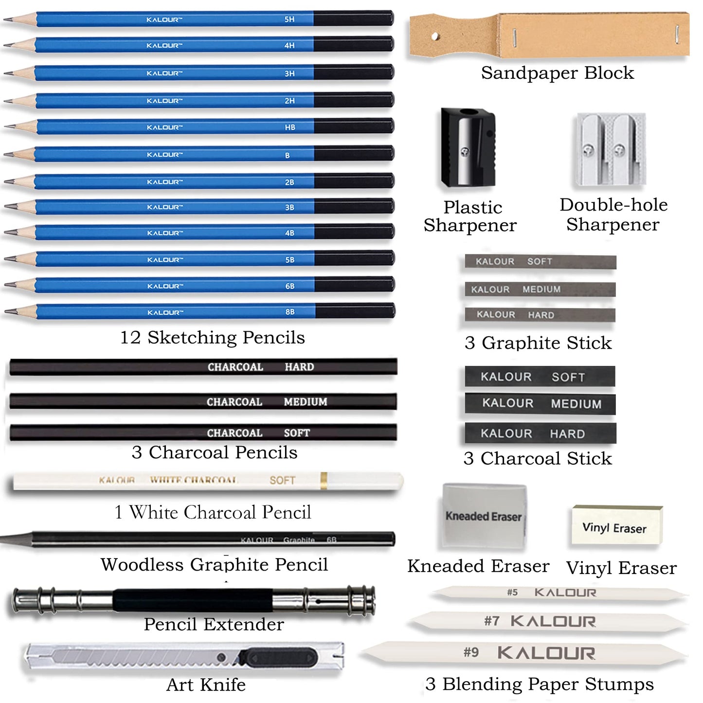 33 Pieces Pro Drawing Kit Sketching Pencils Set,Portable Zippered Travel Case-Charcoal Pencils, Sketch Pencils, Charcoal Stick,Sharpener,Eraser.Art Supplies for Artists Beginner Adults Teens