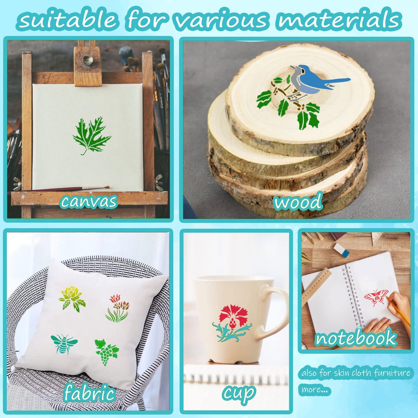 Flower Stencils for Painting, 64pcs 3 Inch Stencils for Crafts Rock Painting Stencils Plastic Reusable Stencils for Painting on Wood Wall Tile Home Decor