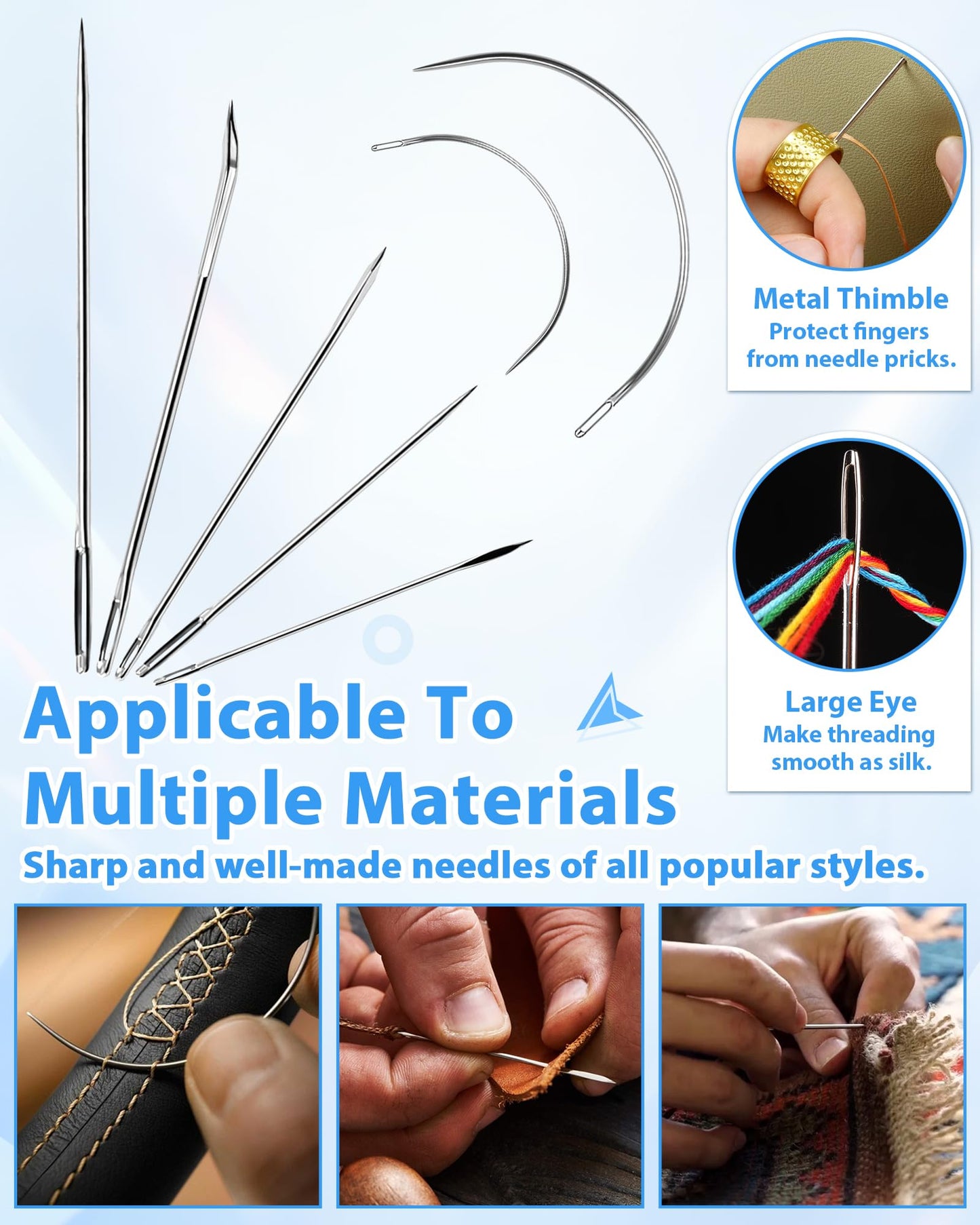 Upholstery Repair Sewing Kit: 47 Pieces Heavy Duty Sewing Kit with Sewing Awl, Seam Ripper, Leather Hand Sewing Stitching Needles, Sewing Thread for Car, Sofa, Backpack, Shoe, Craft DIY