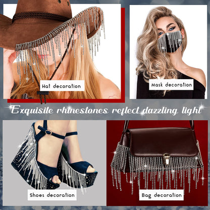 Rhinestone Fringe Rhinestone Fringe Belt Beaded Ribbon Diamond Tassel Chain for Jeans Clothing Accessories DIY Decoration