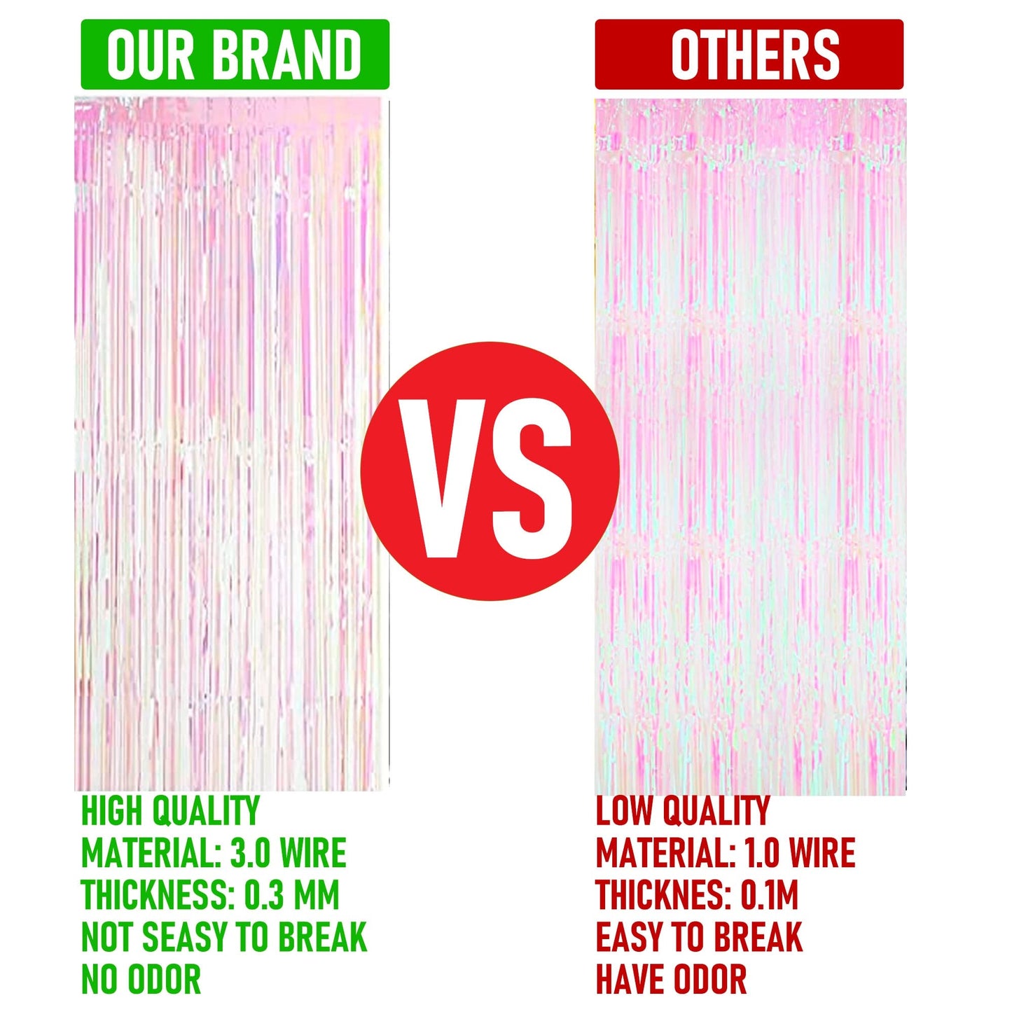 2 Pack Backdrop Curtain, 3FT x 8FT Metallic Tinsel Foil Fringe Curtains Photo Booth Background for Baby Shower Party Birthday Wedding Engagement Bridal Shower (Multicolor)