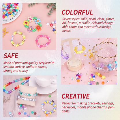 96 Colors 3000pcs Pony Beads Bracelet Making Kit Friendship Bracelet Kit Rainbow Kandi Beads with Letter and Heart Beads Elastic Threads for Jewelry Necklace Making