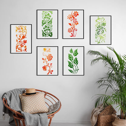 10 Pieces Leaf Painting Stencils Leaf Floral Wall Stencil Botanical Leaves Reusable DIY Crafts Drawing Templates Stencils for Painting on Wood Wall Canvas Card Home Decor