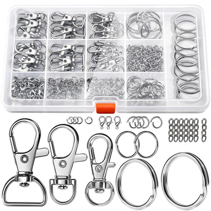 265PCS Keychains Clips with Key Rings, Keychain, Metal Lobster Claw Clasps and Key Chain Rings, Key Chains Key Rings Bulk, Keychain Rings, Keychains Making Kit Clip for Keys Crafts, Silver