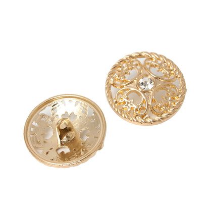 24pcs Craft Buttons for Sewing Clothing, Gold Alloy Rhinestone Crystal Hollow Decorative Metal Cloth Buttons, 25mm, DIY Buttons Craft Supplies (Style5)