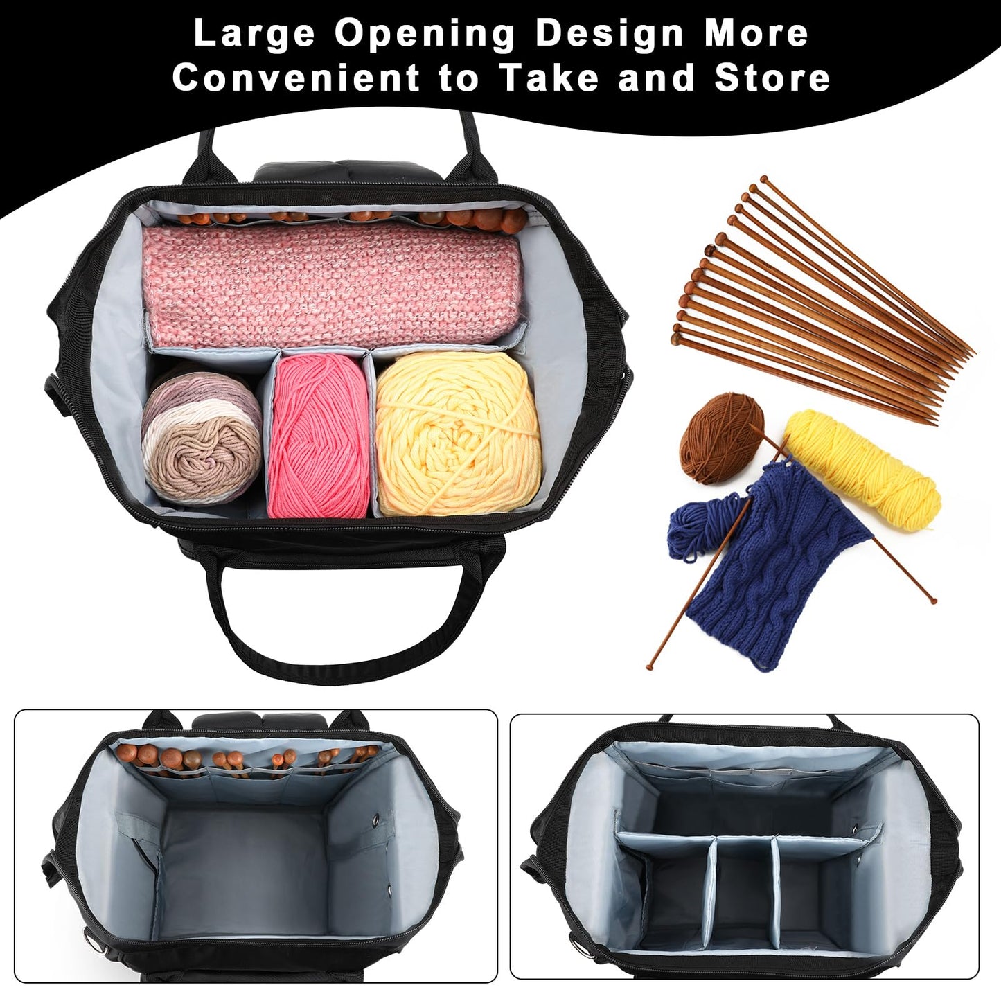 crochet bag,knitting bagBackpack and Tote Bag Storage Bag ，Large capacityYarn Storage Organizer Travel Women Carrying Crochet Accessories Knitting Needles Crochet
