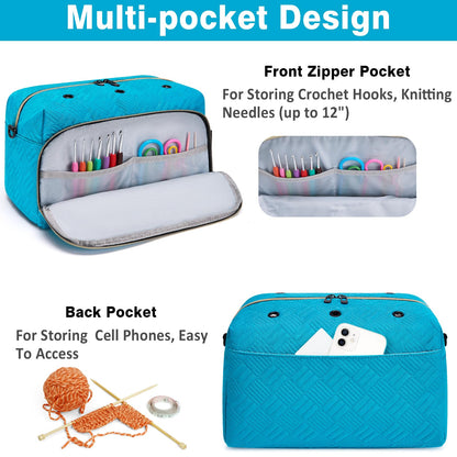 Crochet Yarn Knitting Bag 2 Pcs Yarn Storage Organizer Crocheting Bags for Beginners with Shoulder Strap for Knit Accessories Needles Hooks