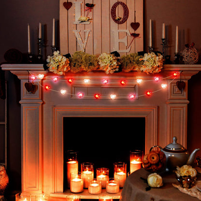 Fairy String Lights 10 Feet LED Red Pink White Heart Shaped Twinkle Fairy Lights 8 Modes Battery Operated for Valentine‘s Day Kids Bedroom Christmas Wedding Indoor Party Decor with Timer