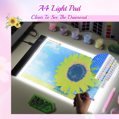 A4 Diamond Art Light Board, Ultra-Thin Light Pad for Painting, Light Table Tracing Light Box for Drawing, Tattoo, Weeding Vinyl, Sketching, Painting Accessories Gifts for Her, Kids, Him