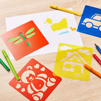 54 Pack Drawing Stencils, Hollow Out Drawing Templates, Plastic Animal Stencils for Craft Projects (5.6 x 6 in)