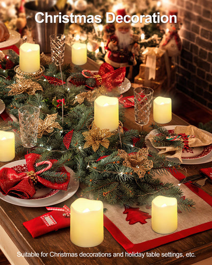 Flameless Votive Candles,Flameless Flickering Electric Fake Candle,24 Pack 200+Hour Battery Operated LED Tea Lights in Warm White for Wedding, Table, Halloween,Christmas Decorations 1.5"X1.7"