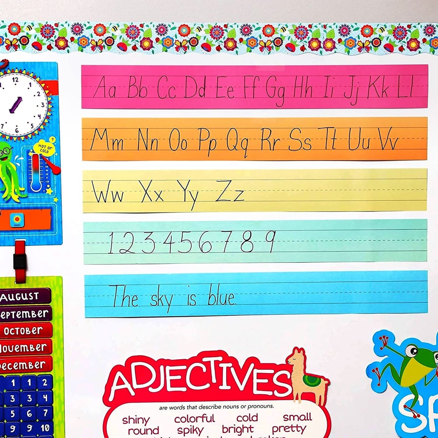 Colored Sentence Strips for Teacher Supplies, Classroom, Lined Paper Borders for Writing Words (5 Colors, 3 x 24 Inch) - 100 Pack
